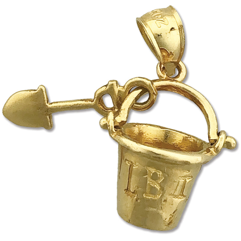 Image of ID 1 14K Gold 3-D Beach Pail and Shovel Charm