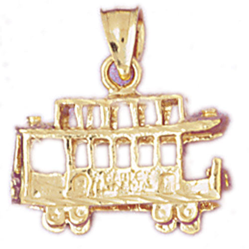 Image of ID 1 14K Gold 3-D Cable Car Trolley Charm