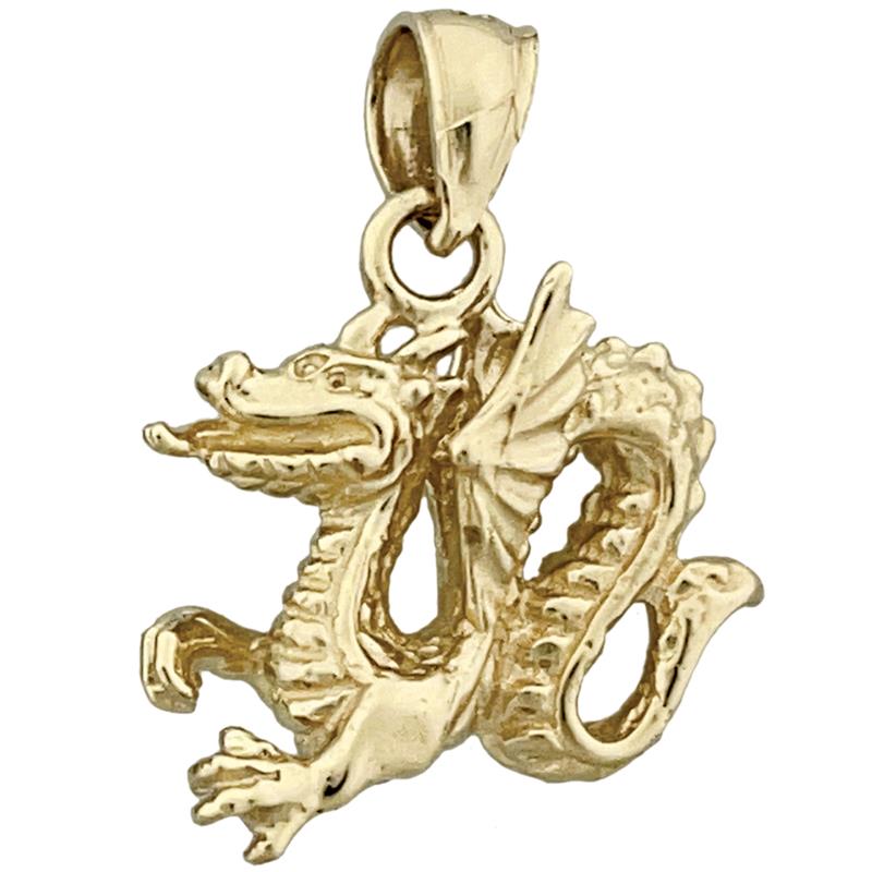 Image of ID 1 14K Gold 3-D Mythical Winged Dragon Charm