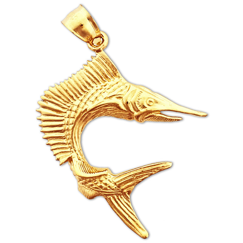 Image of ID 1 14K Gold 3-D Sailfish Pendant