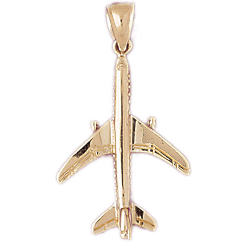 Image of ID 1 14K Gold 3-D Two Engine Airplane Pendant