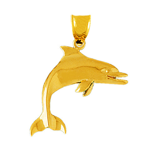 Image of ID 1 14K Gold 30MM Cetacean Dolphin Pendant