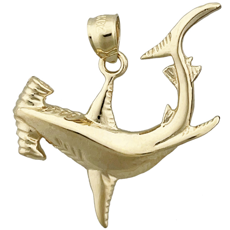 Image of ID 1 14K Gold 30MM Hammerhead Shark Pendant