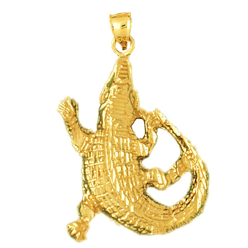 Image of ID 1 14K Gold 30MM Long Crocodile Pendant