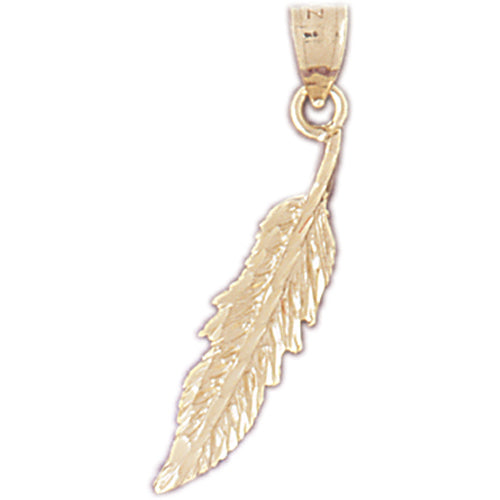 Image of ID 1 14K Gold 30MM Native Indian Feather Pendant