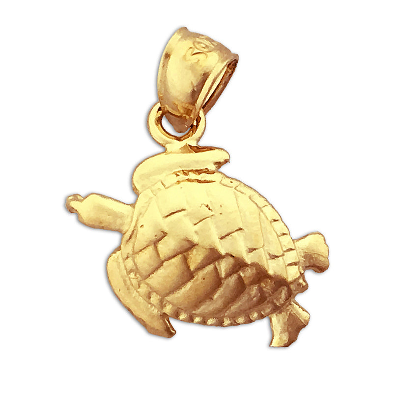 Image of ID 1 14K Gold 30MM Sea Life Turtle Pendant