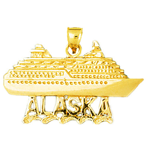 Image of ID 1 14K Gold 32MM Alaska Cruise Ship Pendant