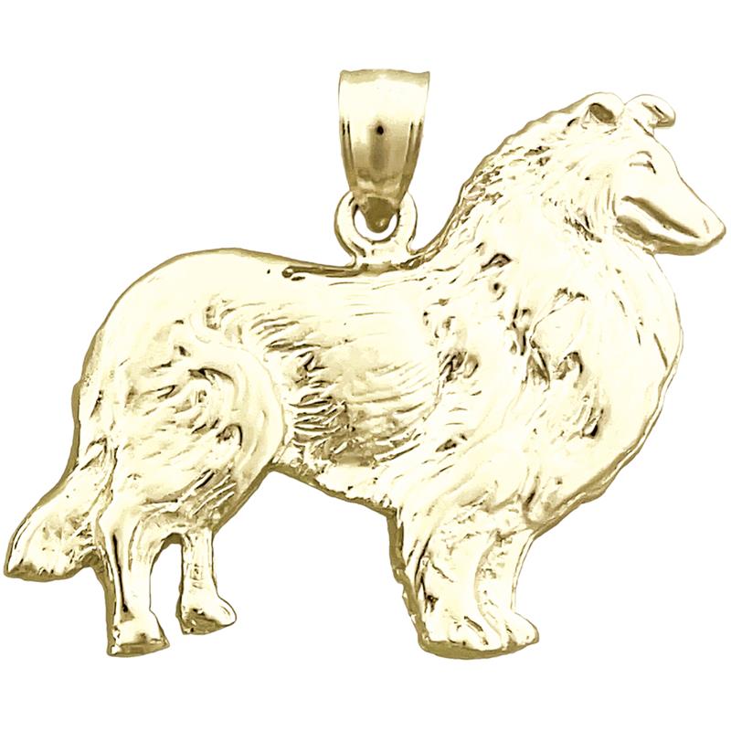 Image of ID 1 14K Gold 32MM Collie Pendant