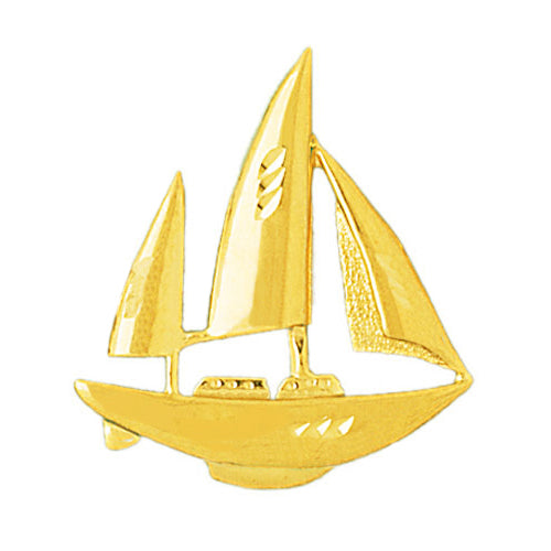 Image of ID 1 14K Gold 32MM Ketch Sailboat Pendant