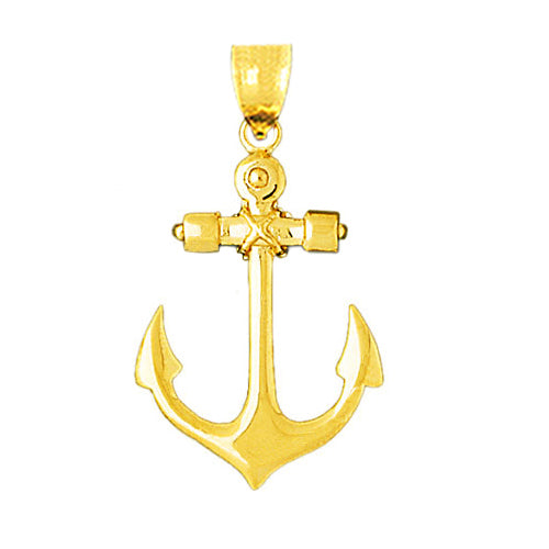 Image of ID 1 14K Gold 32MM Mariner Ship Anchor Pendant