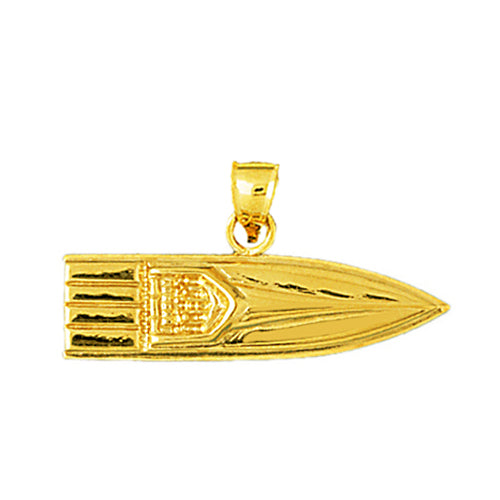 Image of ID 1 14K Gold 32MM Speed Race Boat Pendant