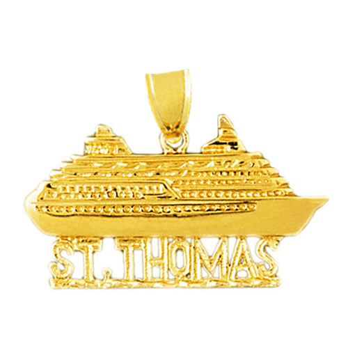Image of ID 1 14K Gold 32MM St Thomas Cruise Ship Pendant