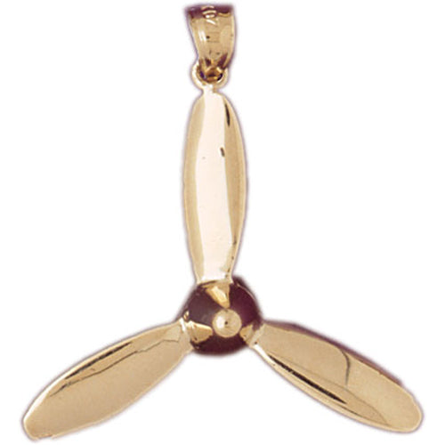 Image of ID 1 14K Gold 33MM Airplane Propeller Pendant