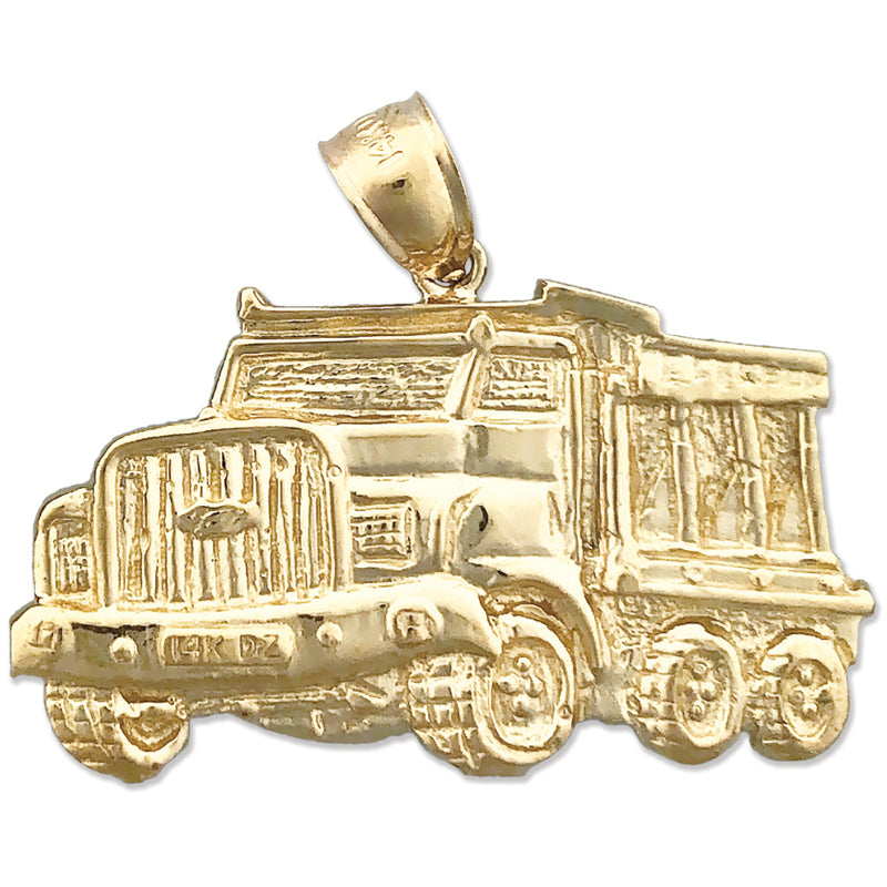 Image of ID 1 14K Gold 33MM Dump Truck Pendant