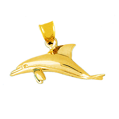 Image of ID 1 14K Gold 34MM Cetacean Dolphin Pendant