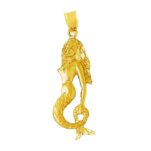 Image of ID 1 14K Gold 34MM Mermaid Pendant