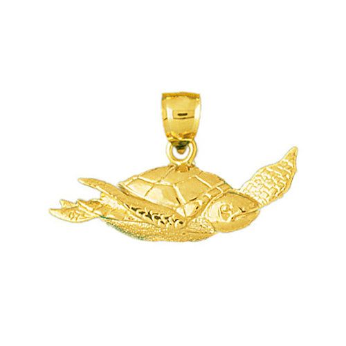 Image of ID 1 14K Gold 34MM Sea Turtle Pendant