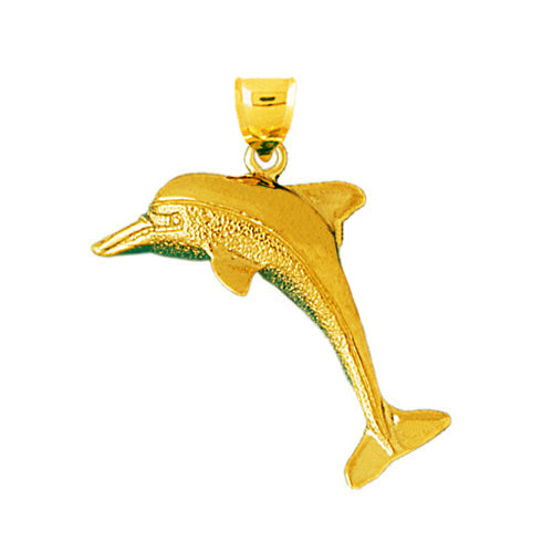 Image of ID 1 14K Gold 35MM Dolphin Pendant