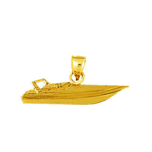 Image of ID 1 14K Gold 35MM Race Boat Pendant