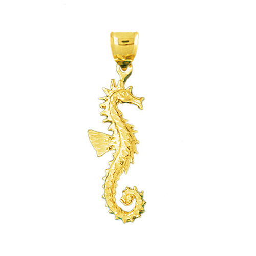 Image of ID 1 14K Gold 35MM Seahorse Pendant