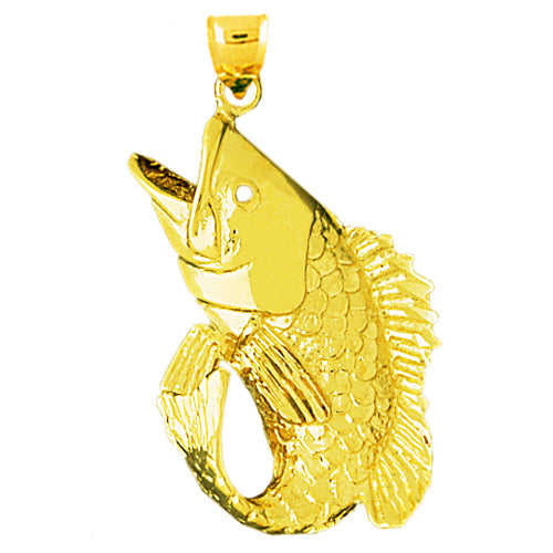 Image of ID 1 14K Gold 35MM Wide Mouth Bass Pendant