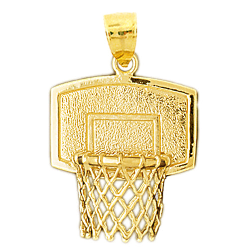 Image of ID 1 14K Gold 36MM Basketball Backboard Net Pendant