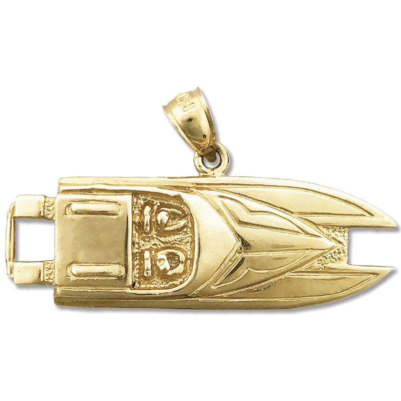 Image of ID 1 14K Gold 36MM Two Seater Speed Boat Pendant