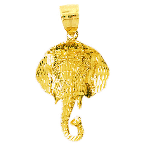 Image of ID 1 14K Gold 37MM Elephant Head Pendant