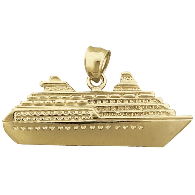 Image of ID 1 14K Gold 37MM Ocean Liner Cruise Ship Pendant