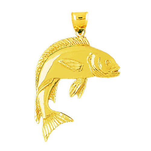 Image of ID 1 14K Gold 38MM Fish Pendant