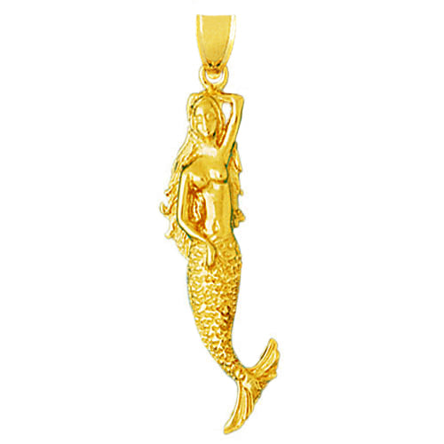 Image of ID 1 14K Gold 38MM Mermaid Pendant