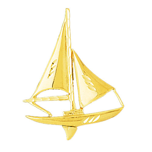 Image of ID 1 14K Gold 38MM Single Mast Sloop Sailboat Pendant