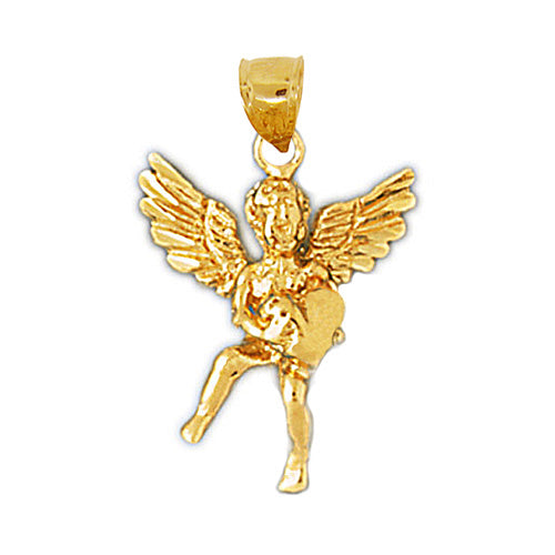 Image of ID 1 14K Gold 3D Angel with Heart Pendant