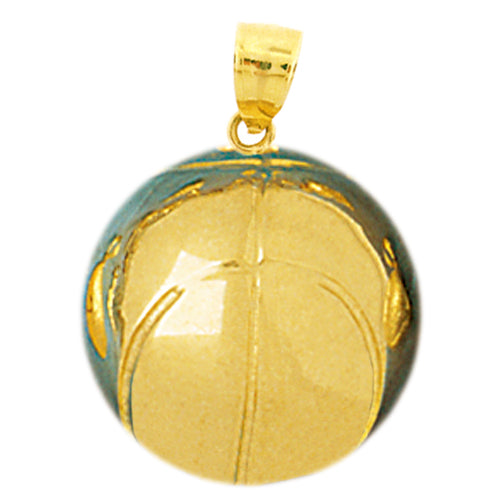 Image of ID 1 14K Gold 3D Basketball Pendant