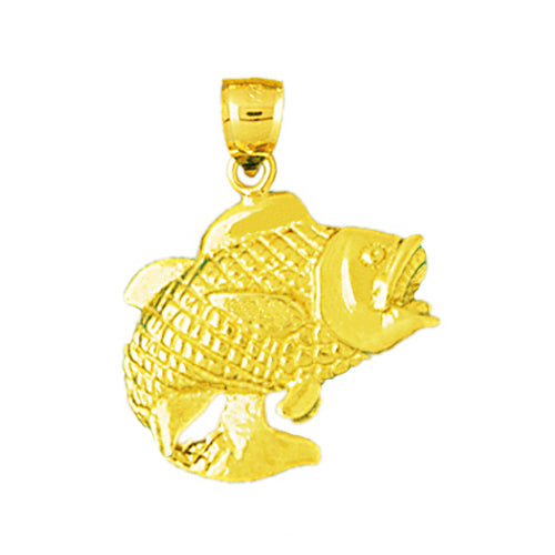 Image of ID 1 14K Gold 3D Bass Pendant with Mouth Open