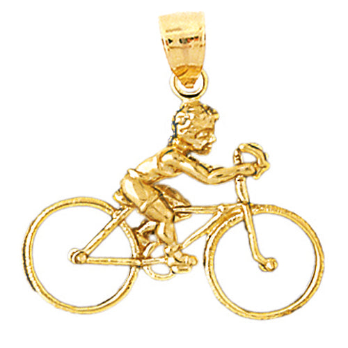 Image of ID 1 14K Gold 3D Bike Pendant