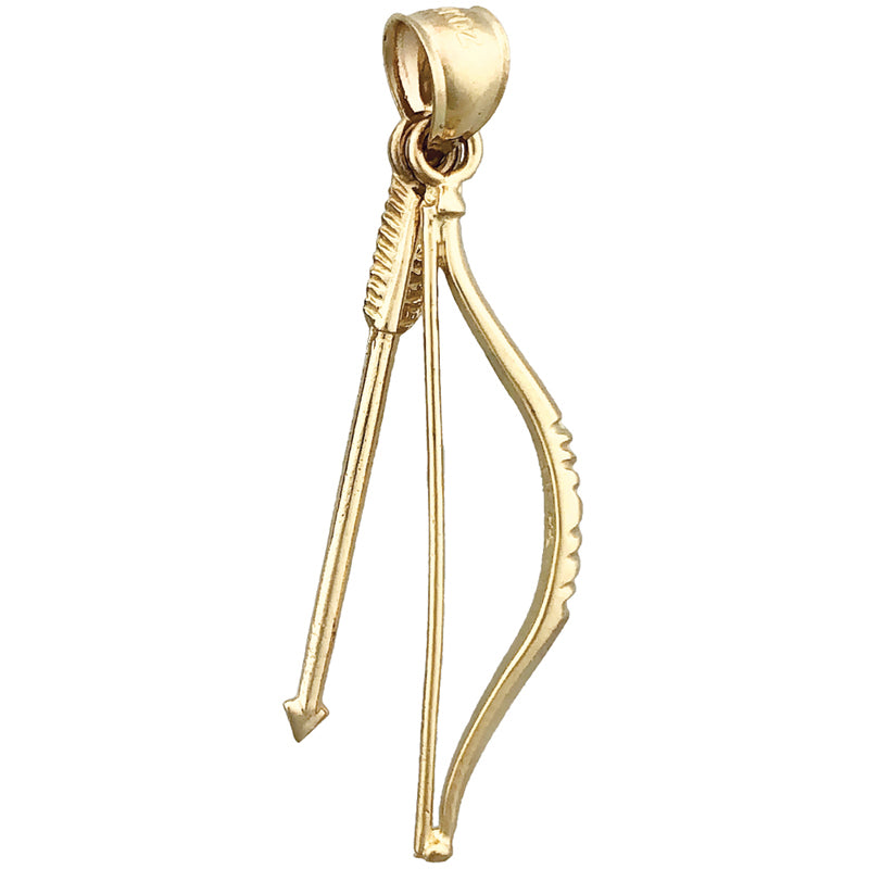 Image of ID 1 14K Gold 3D Bow and Arrow Pendant