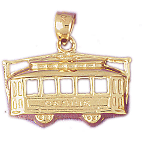 Image of ID 1 14K Gold 3D Cable Car Pendant