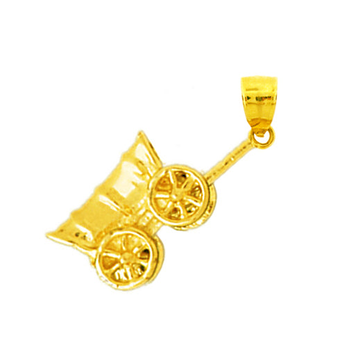 Image of ID 1 14K Gold 3D Covered Conestoga Wagon Charm