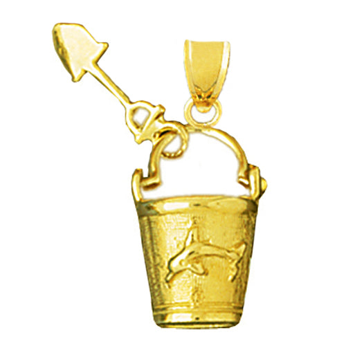 Image of ID 1 14K Gold 3D Dolphin Pail and Shovel Charm
