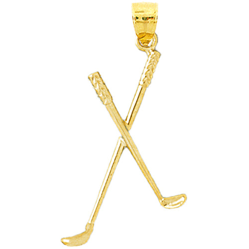 Image of ID 1 14K Gold 3D Double Golf Clubs Pendant