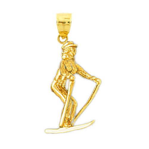 Image of ID 1 14K Gold 3D Female Skier Pendant