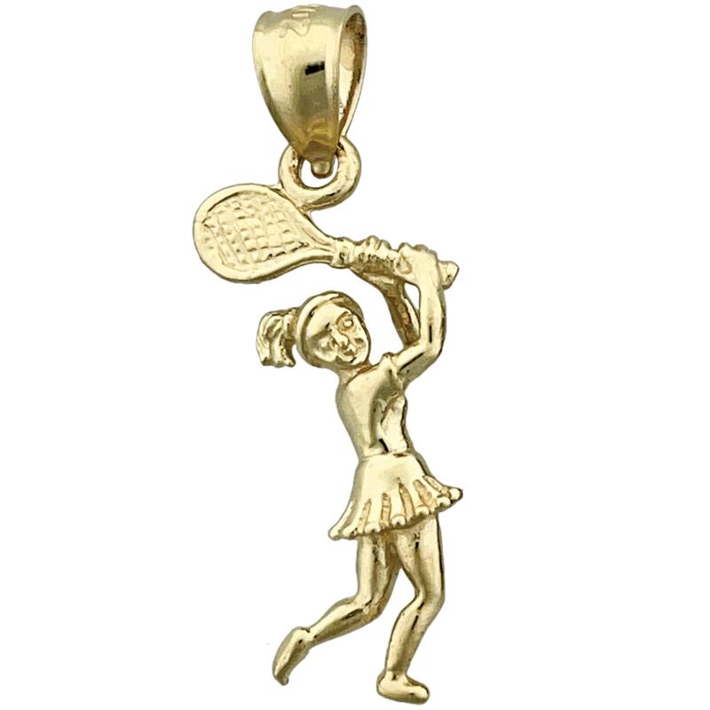 Image of ID 1 14K Gold 3D Female Tennis Player Charm