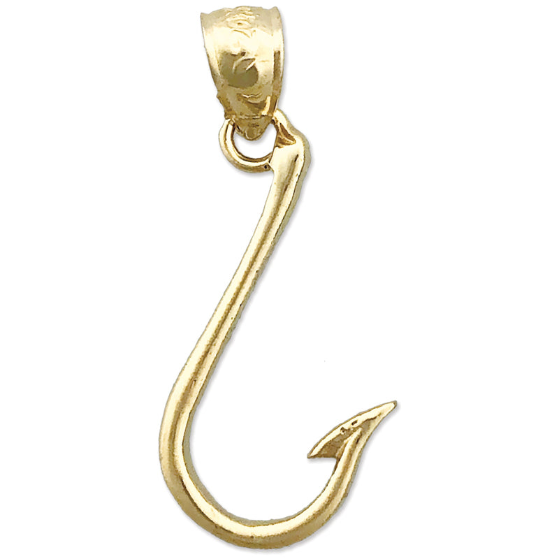 Image of ID 1 14K Gold 3D Fishing Hook Charm
