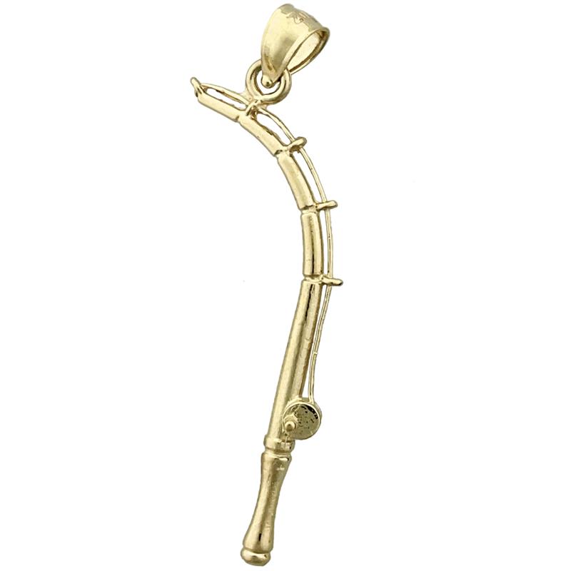 Image of ID 1 14K Gold 3D Fishing Rod Pendant