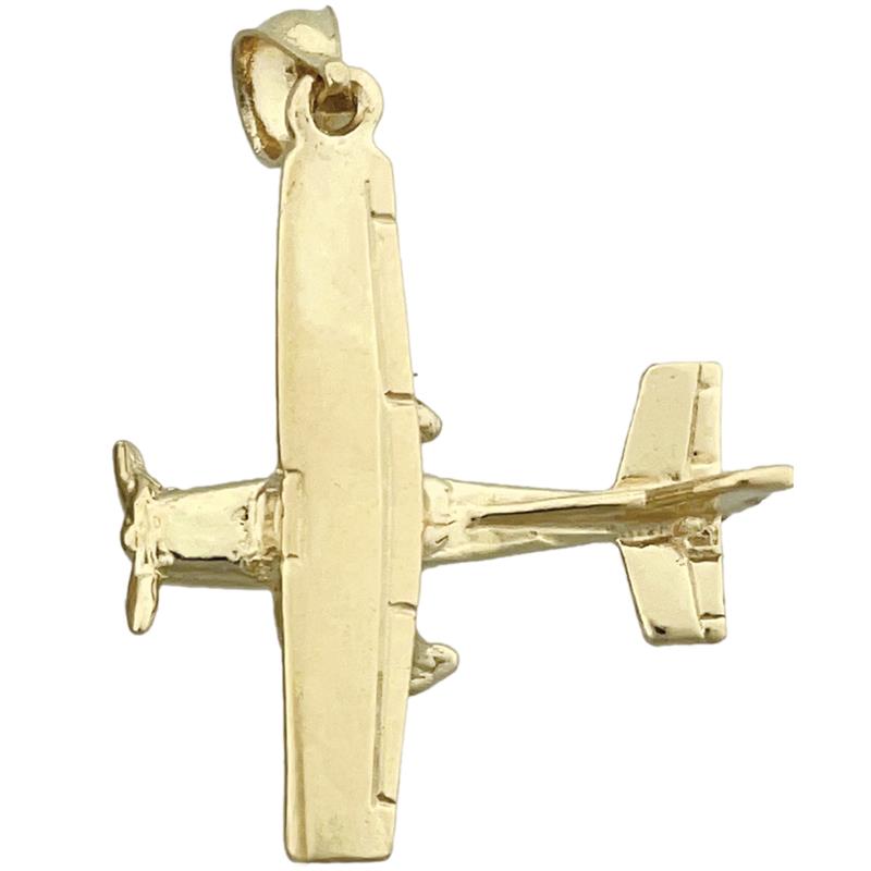 Image of ID 1 14K Gold 3D High Wing Airplane Pendant