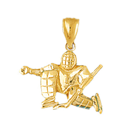 Image of ID 1 14K Gold 3D Hockey Goalie Pendant