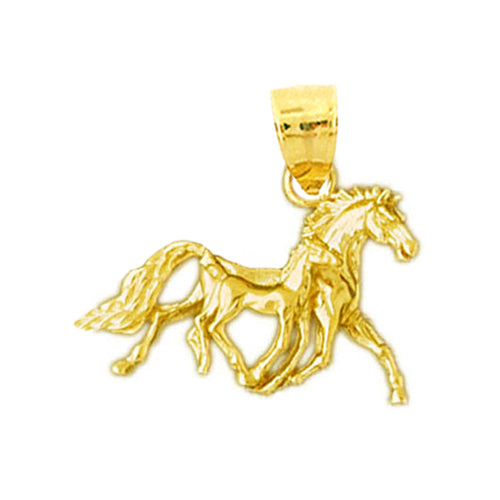 Image of ID 1 14K Gold 3D Horse Stallion and Calf Pendant