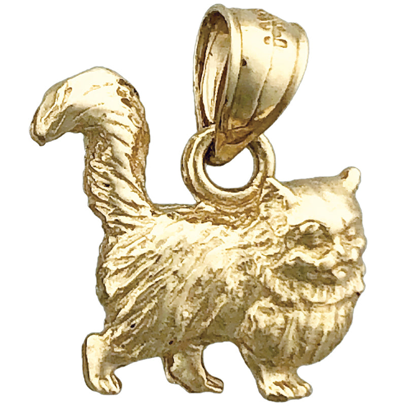 Image of ID 1 14K Gold 3D Long Hair Cat Charm