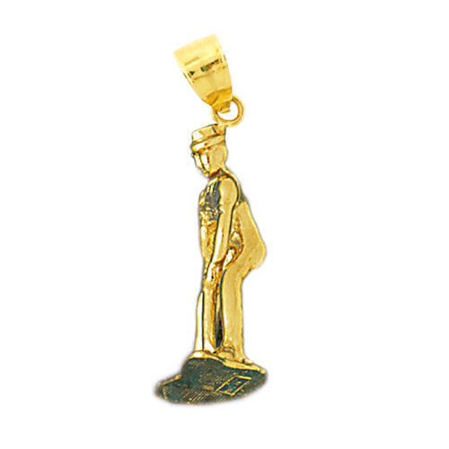 Image of ID 1 14K Gold 3D Male Golfer Pendant